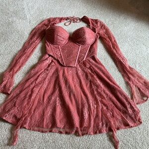 Oh Polly Coral Lace Dress